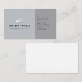 Carte De Visite Monogramme professionnel clair élégant gris modern (Devant / Derrière)
