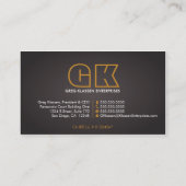 Carte De Visite Monogramme professionnel contemporain (Dos)