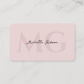 Carte De Visite Monogramme professionnel de beauté rose (Devant)