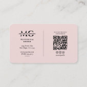 Carte De Visite Monogramme professionnel de beauté rose (Dos)