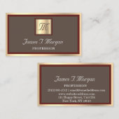 Carte De Visite Monogramme professionnel de café doré encadré de m (Devant / Derrière)