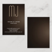 Carte De Visite monogramme professionnel de couleur sépia brun ten (Devant / Derrière)