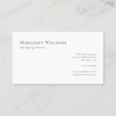 Carte De Visite Monogramme professionnel de deux lettres bleu mari (Dos)