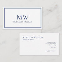 Monogramme professionnel de deux lettres bleu mari