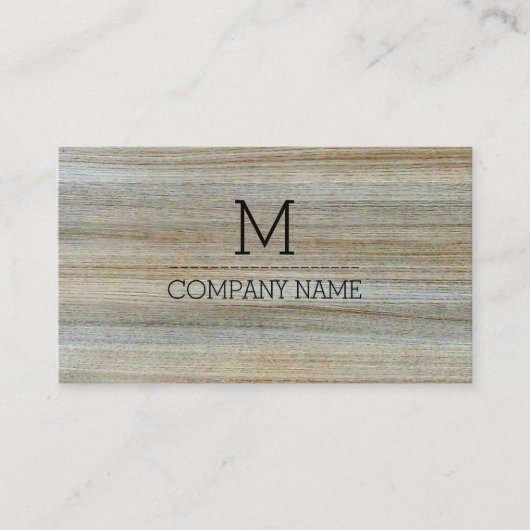 Carte De Visite Monogramme professionnel du grain de bois #3 (Devant)