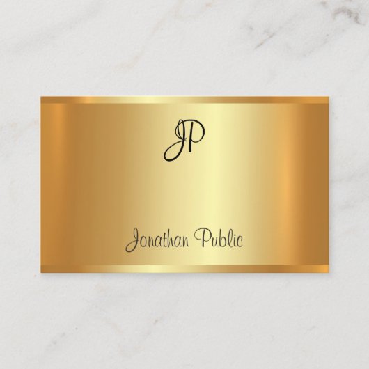 Carte De Visite Monogramme professionnel écrit à la main Or glorie (Devant)