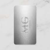 Carte De Visite Monogramme professionnel Elegant Argent (Devant)