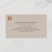 Carte De Visite Monogramme professionnel élégant beige (Dos)