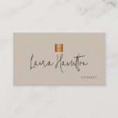 Carte De Visite Monogramme professionnel élégant beige (Devant)