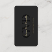 Carte De Visite Monogramme professionnel Elegant Black Gold (Devant)