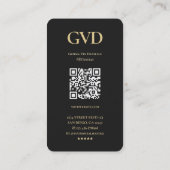Carte De Visite Monogramme professionnel Elegant Black Gold (Dos)