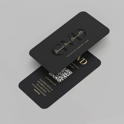 Carte De Visite Monogramme professionnel Elegant Black Gold