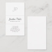 Carte De Visite Monogramme professionnel élégant blanc moderne sim (Devant / Derrière)
