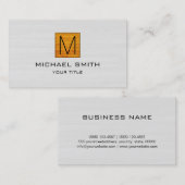 Carte De Visite Monogramme Professionnel Elégant Bois Blanc #5 (Devant / Derrière)