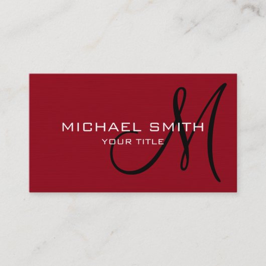 Carte De Visite Monogramme professionnel élégant clair rouge foncé (Devant)