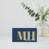 Carte De Visite Monogramme professionnel élégant et simple bleu ma (Debout devant)