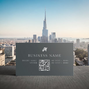 Carte De Visite Monogramme professionnel élégant gris foncé