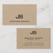 Carte De Visite Monogramme professionnel Elegant Modèle papier Kra (Devant / Derrière)