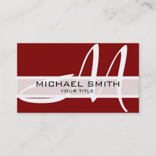 Carte De Visite Monogramme professionnel élégant Moderne Maroon pr