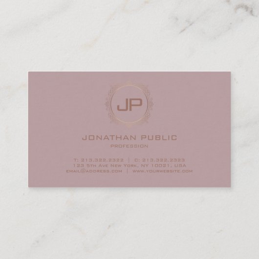 Carte De Visite Monogramme professionnel élégant moderne tendance (Dos)