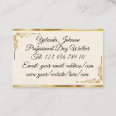 Carte De Visite Monogramme professionnel élégant Noir et Or (Dos)