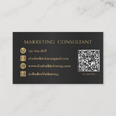 Carte De Visite Monogramme Professionnel Élégant Noir Moderne Or Q (Dos)