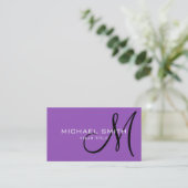 Carte De Visite Monogramme professionnel élégant Plain Lilac (Debout devant)