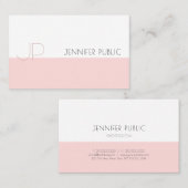 Carte De Visite Monogramme professionnel élégant rose clair de lux (Devant / Derrière)