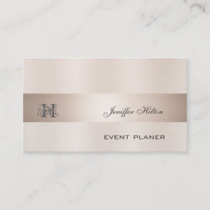 Carte De Visite Monogramme professionnel élégant rose de champagne