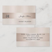 Carte De Visite Monogramme professionnel élégant rose de champagne (Devant / Derrière)