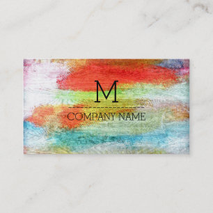Carte De Visite Monogramme professionnel en bois moderne coloré #2
