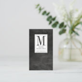 Carte De Visite Monogramme professionnel en cuir noir détendu (Debout devant)