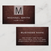 Carte De Visite Monogramme professionnel en cuir texturé #7 (Devant / Derrière)