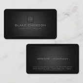 Carte De Visite Monogramme professionnel foncé de coins arrondis (Devant / Derrière)