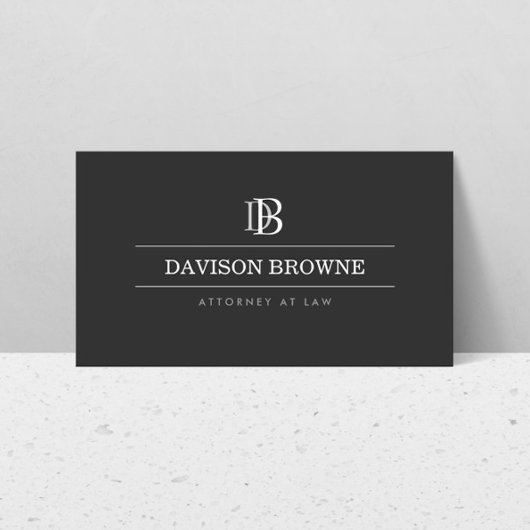 Carte De Visite Monogramme professionnel gris foncé