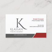 Carte De Visite Monogramme professionnel gris foncé et rouge (Dos)