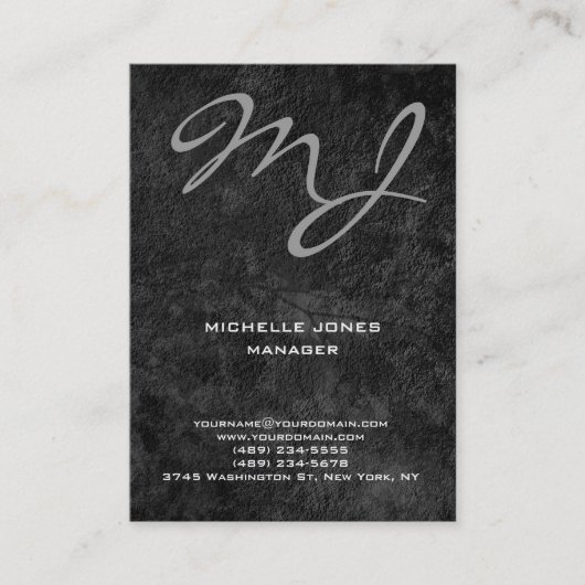 Carte De Visite monogramme professionnel gris moderne unique (Devant)