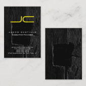 Carte De Visite Monogramme professionnel gris noir bois jaune (Devant / Derrière)