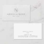 Carte De Visite Monogramme professionnel gris simple et élégant (Devant / Derrière)