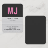 Carte De Visite monogramme professionnel gris tendance unique (Devant / Derrière)