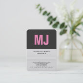 Carte De Visite monogramme professionnel gris tendance unique (Debout devant)