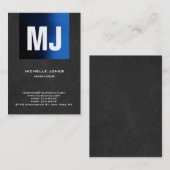 Carte De Visite monogramme professionnel gris unique tendance (Devant / Derrière)