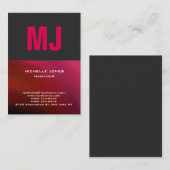 Carte De Visite monogramme professionnel gris unique tendance (Devant / Derrière)