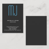 Carte De Visite monogramme professionnel gris unique tendance (Devant / Derrière)