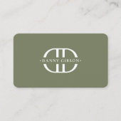 Carte De Visite Monogramme professionnel Logo D Elegant Sage (Devant)