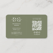 Carte De Visite Monogramme professionnel Logo D Elegant Sage (Dos)
