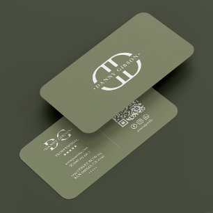 Carte De Visite Monogramme professionnel Logo D Elegant Sage