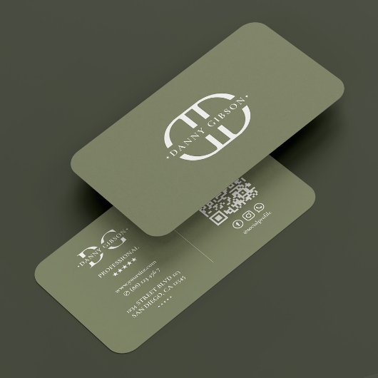 Carte De Visite Monogramme professionnel Logo D Elegant Sage