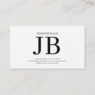 Carte De Visite Monogramme Professionnel Luxe Épais Noir Blanc
