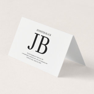 Carte De Visite Monogramme Professionnel Luxe Épais Noir Blanc